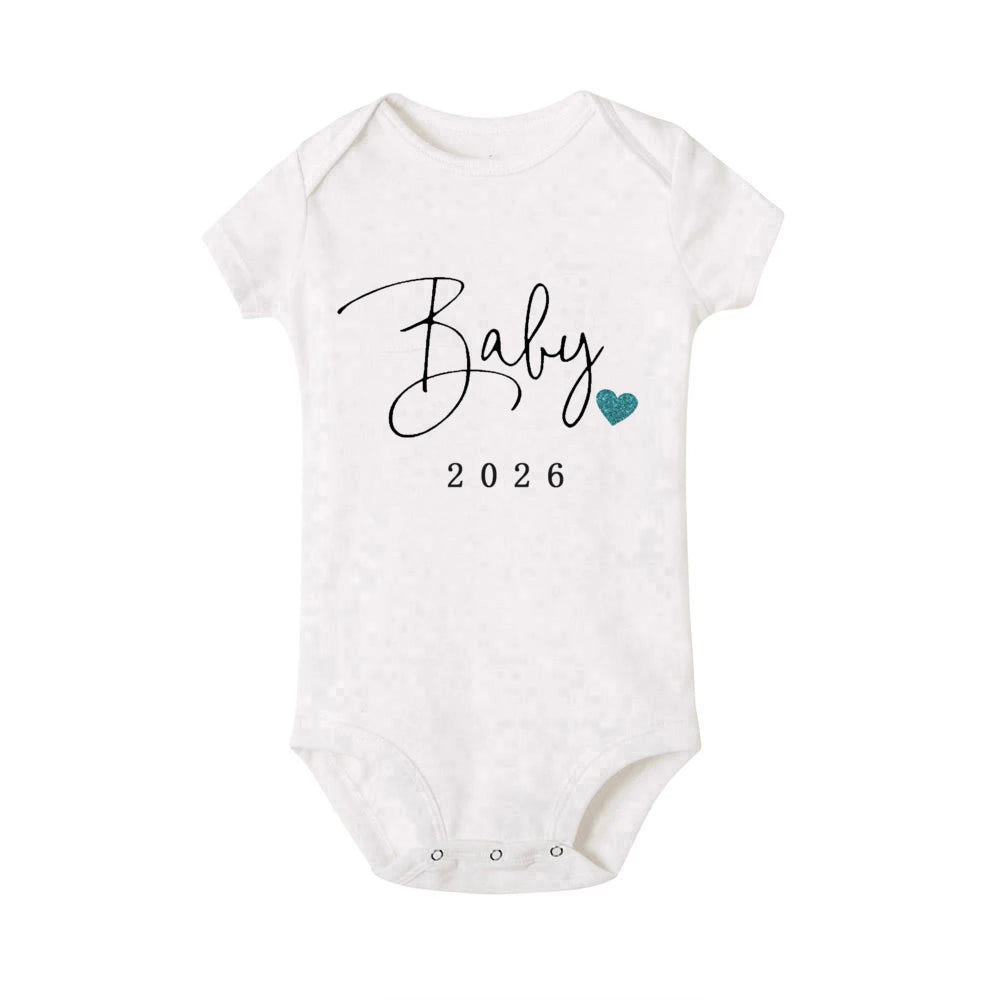 Baby 2026 Schwangerschaftsankündigung Neugeborenes Baby Bodys Sommer Jungen Mädchen Strampler Overall Kleidung Outfit.