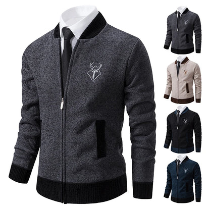 Sweater Cardigan Knitted Men's Clothing Korean Style Long Sleeve Fleece Warm Overcoat Baseball Jumper New Wool Sweatercoat.