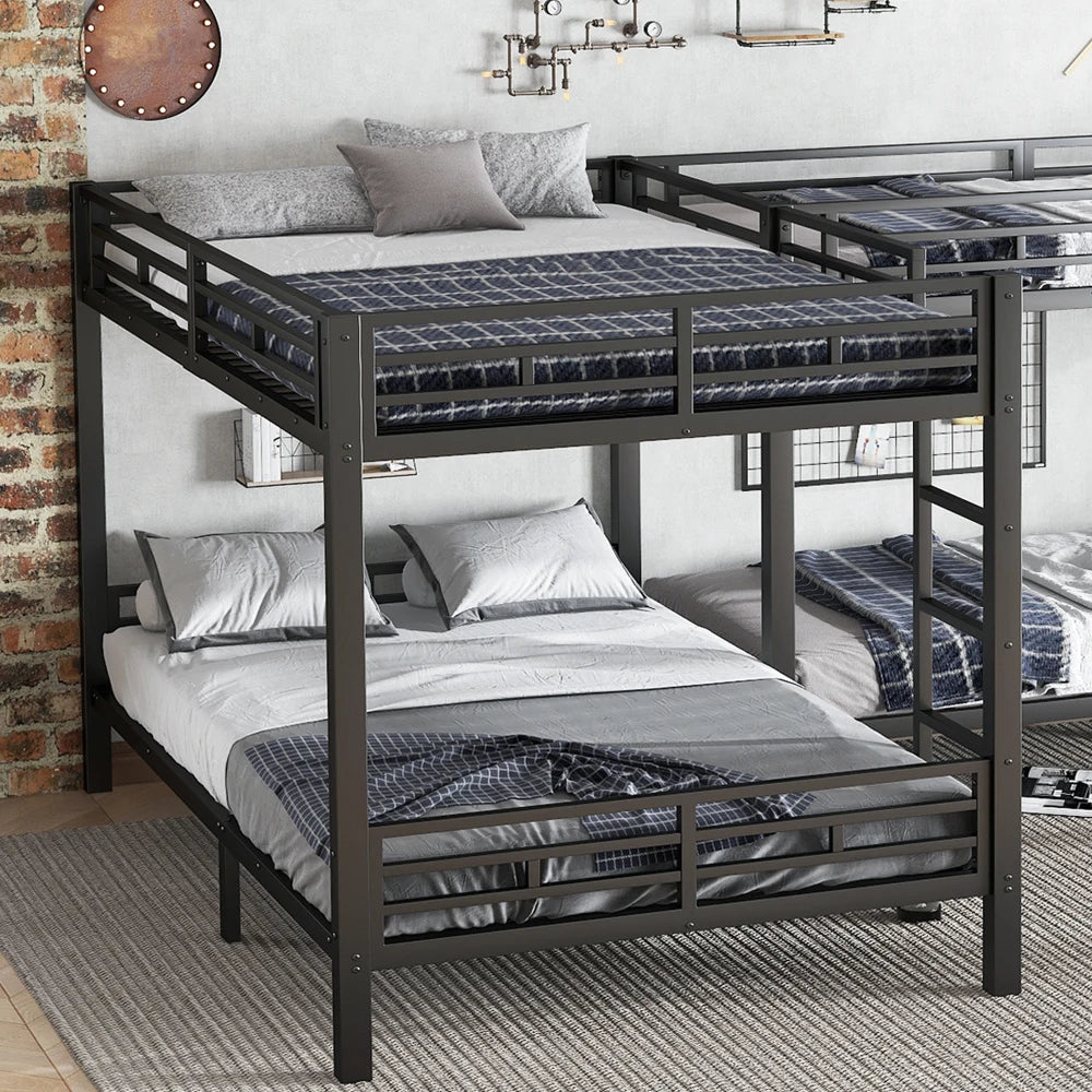 Eisenbett, Etagenbett, dreistufige Leiter, stabiles Gitter, Mehrbettkonfiguration, Betten in verschiedenen Größen, 90 x 200 cm und 140 x 200 cm