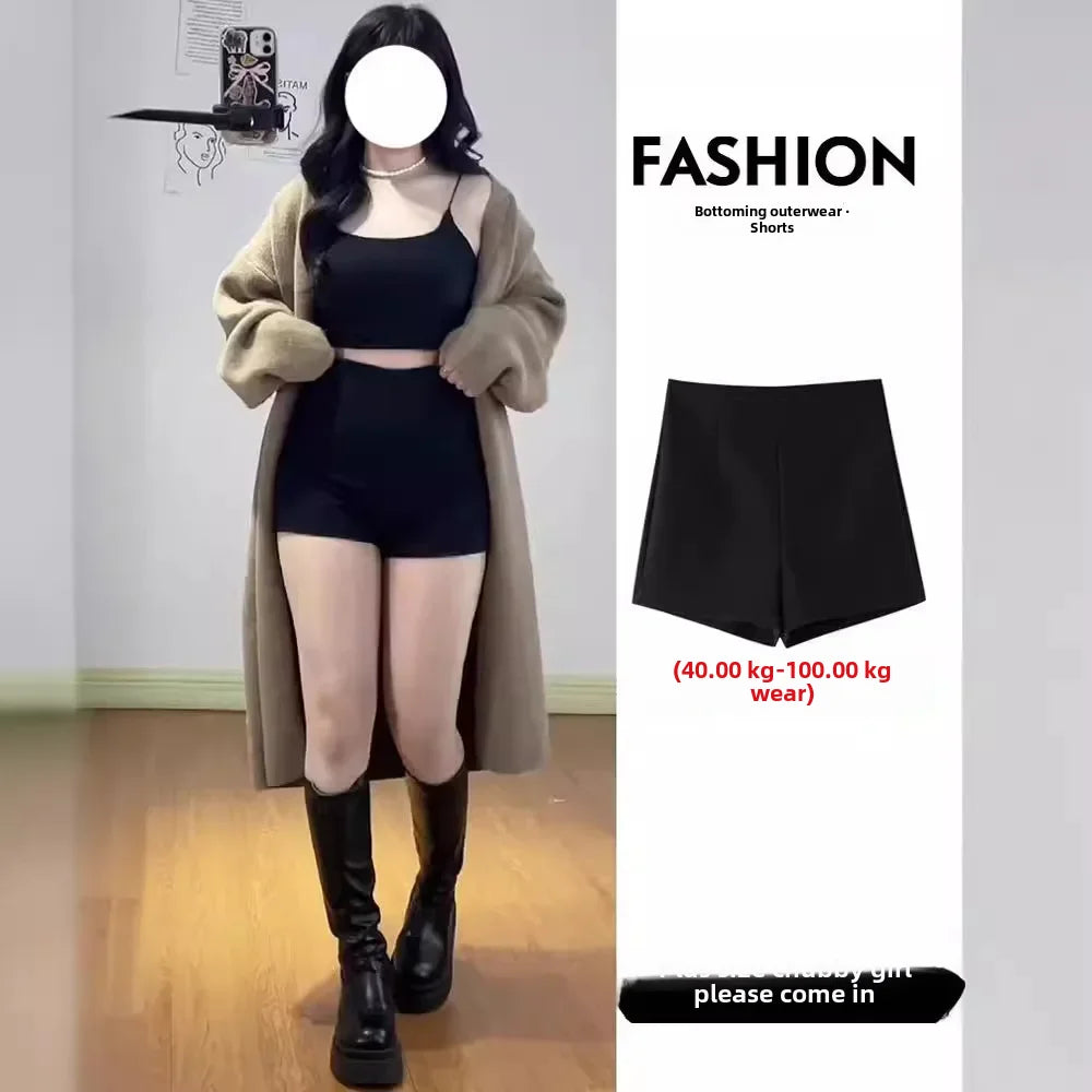 Black High-waisted Elastic Shorts Women's Slimming Petite Brief 2024 New Style Trendy Female Shapewear.