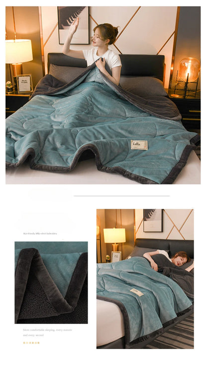 Milk Fleece Autumn Winter Warm Weighted Blankets for Beds European Thickened Beibei Velvet Throw Blanket Warmth Quilt Comforter