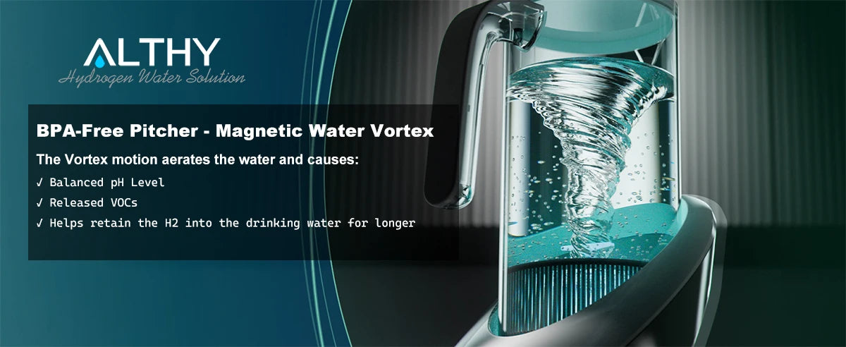 ALTHY Hydrogen Water Pitcher Generator Machine Bottle Jug Kettle SPE PEM Technology. Balanced Water PH Calcium Sulfite filter.