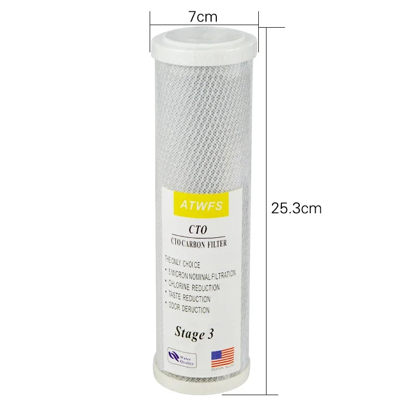 ATWFS Filter Membrane Cartridge 10 inch 5Micron ,1Micron PPF Cotton ,Activated Carbon Water Purifier Reverse Osmosis System