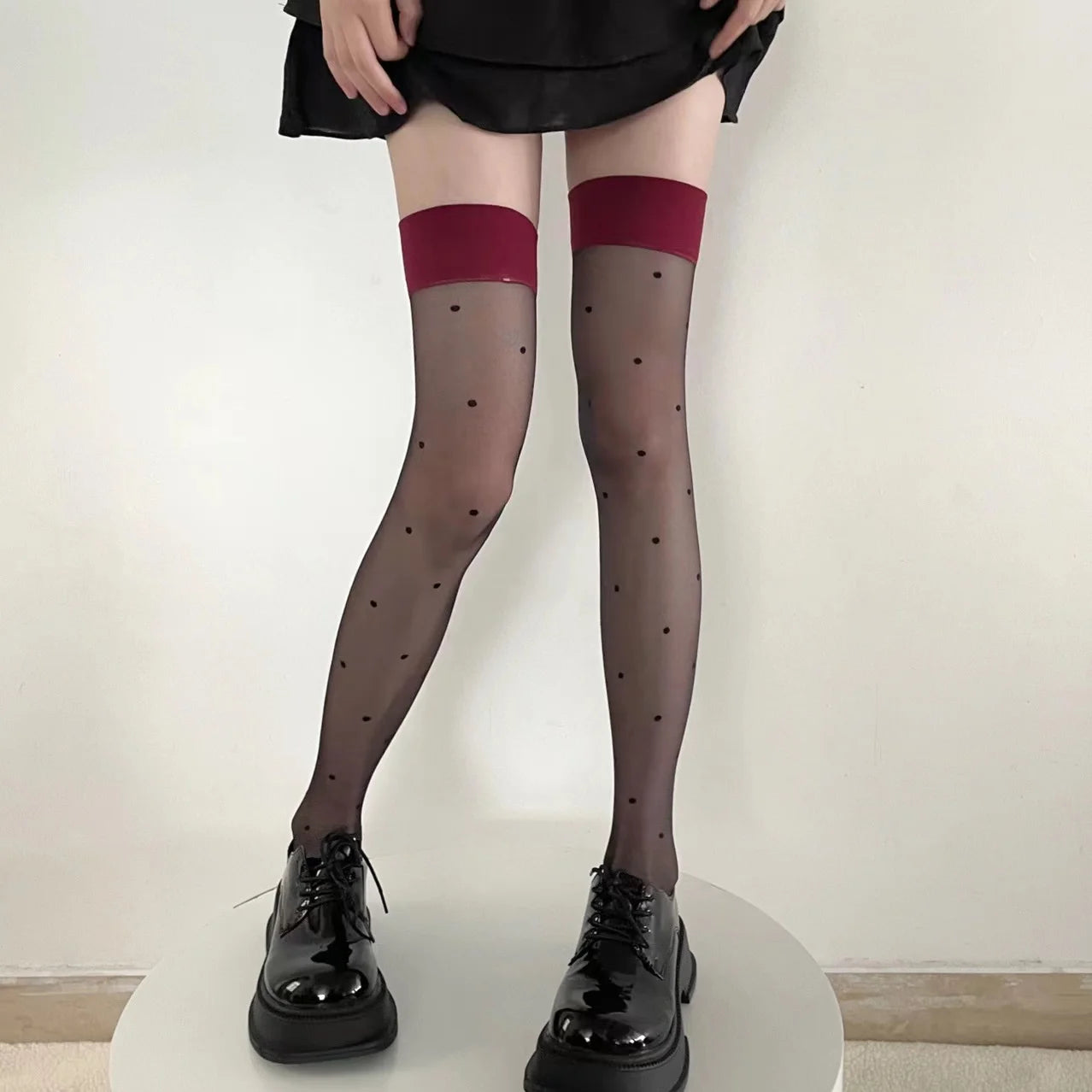 Women's Stockings Dot Printed Transparent Thigh High Stockings Lolita Cute Nylon Stockings for Girls Cosplay Fashion Long Socks.