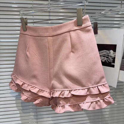 2025 Summer Clothes New Fashion Sequined Beaded Fungus Edge Pants Three-point Shorts Sweet Girls Temperament Short Pants Women.