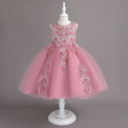 Neue Kinder kleid Spitze Blume Hochzeits kleid weibliche Klavier Performance Kleid Halloween Leistung kurze Mädchen Kleidung.