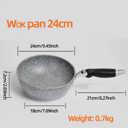 Durable Stone Frying Pan28/26/24/20cm Wok Non-stick Pan Skillet Cauldron Induction Cooker Pans Pancake Egg Gas Stove Home.