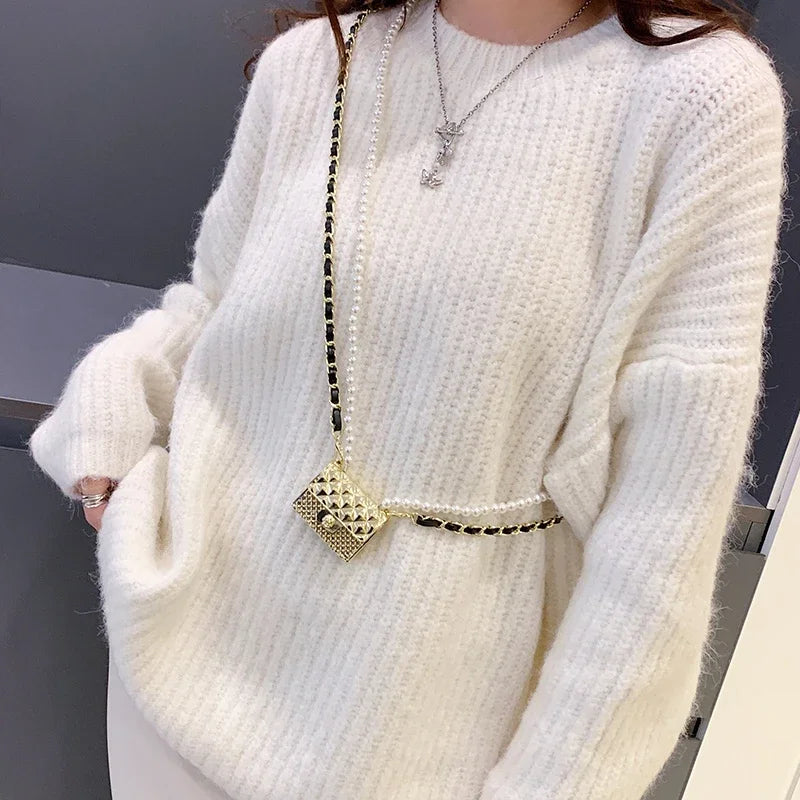 Mini Metal Shoulder Bags for Women Pearl Chain Crossbody Bag Designer Clothing Accessories Satchel Female Decorative Box Handbag.