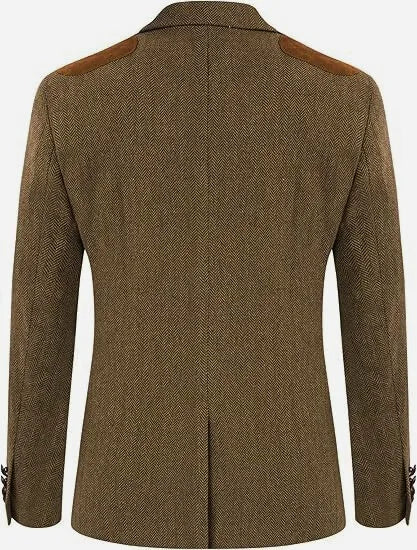 British-style men's suit jacket Houndstooth tweed sports jacket Double-breasted formal jacket    British-Style Men's Suit Jacket.