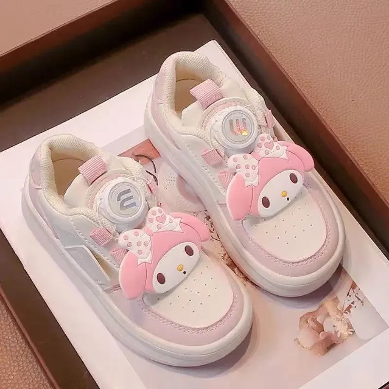 Children's Cute Melody Casual Board Shoes Girl's Cartoon Sneakers Spring and Autumn New Kawaii Kuromi Anti Slip Soft Sole Shoes.
