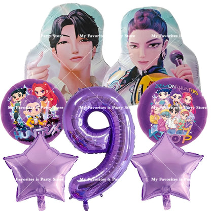 Kpop Dämon Jäger Geburtstag Luftballons Set Anzahl Ballon Anzug Folie Ballon Cartoon Geburtstag Party Liefert Dekor Baby Dusche Geschenk