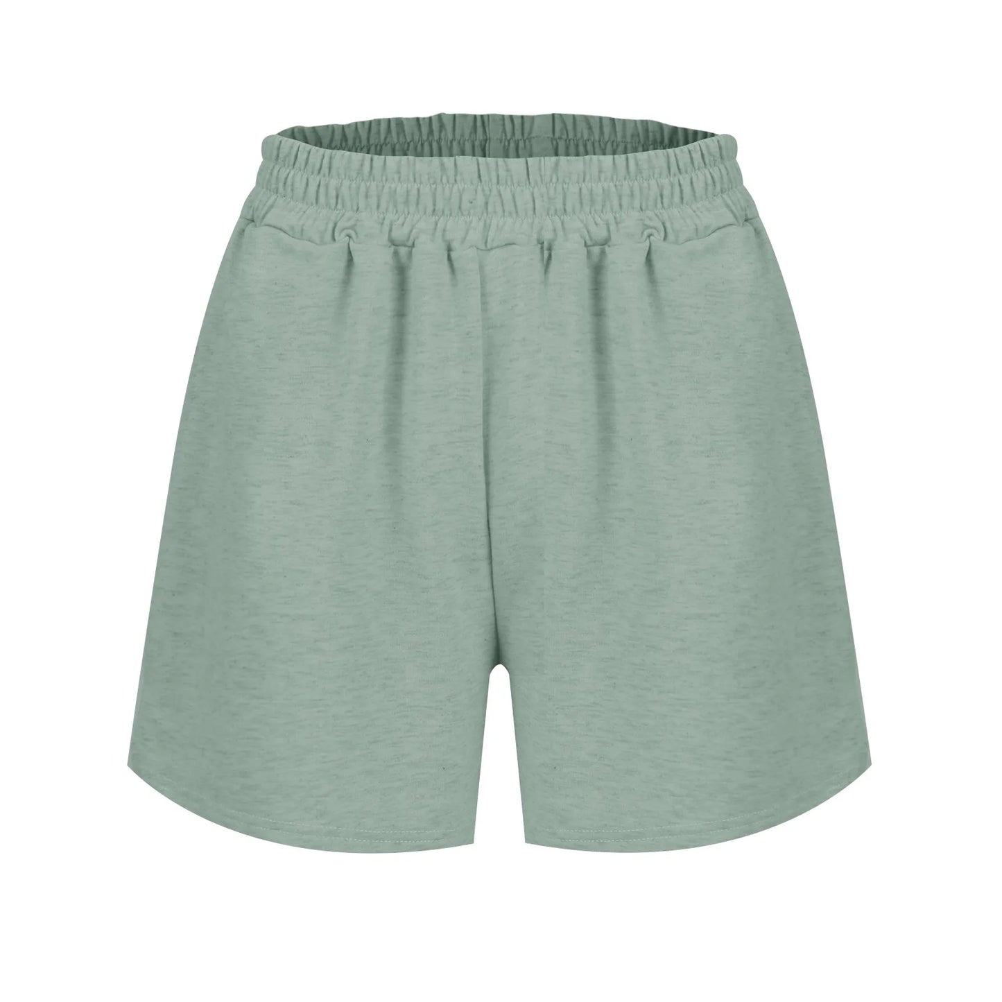 Plain Color Sports Shorts Casual Summer Comfortable And Soft Elastic High Waist Running Shorts With Pockets For Women