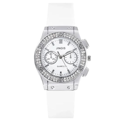 Fashion Women Watches Luxurious Brand Casual Diamond Female Rubber Quartz Wristwatches Simple Sport Clock Relogio Feminino.