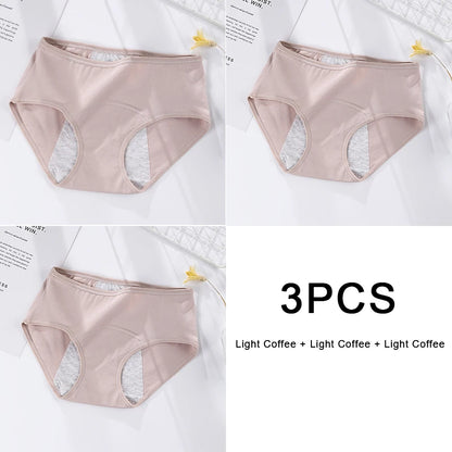 3PCS/set Women's menstrual briefs large flow postpartum water absorption leakproof briefs women's pure cotton menstrual briefs.