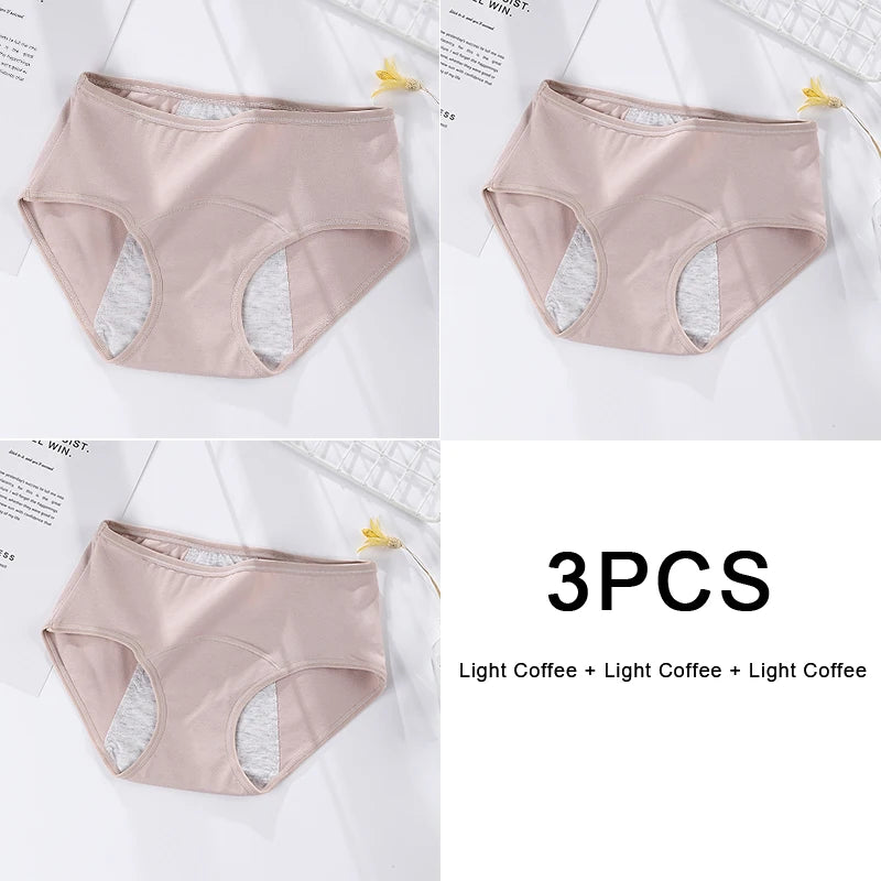 3PCS/set Women's menstrual briefs large flow postpartum water absorption leakproof briefs women's pure cotton menstrual briefs