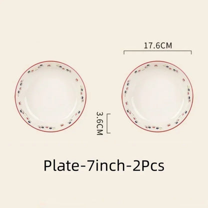 SOLECASA Pastoral Style Ceramic Tableware Soup Bowl Salad Bowl Dish Pasta Dessert Plates Dinnerware Dinnerware Table Decoration.
