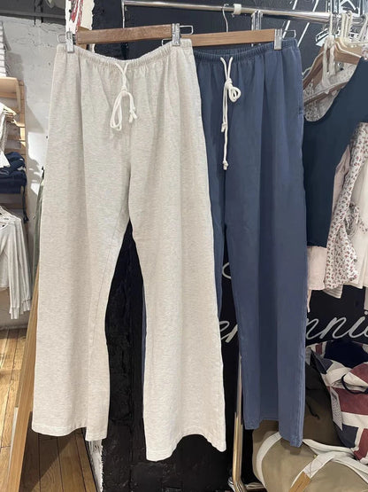 Solid Drawstring Straight Sweatpants Women Autumn High Waist Soft Cotton Trousers Casual Vintage Streetwear Sport Long Pant Y2k.
