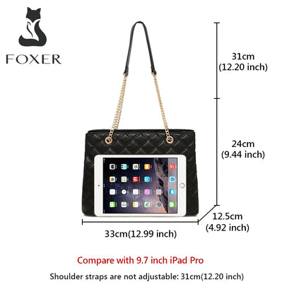 FOXER Women Fashion Quilted Shoulder Bag Female Classic Underarm Bag Vintage Lady Simple Tote Bags Chrismas Gift.