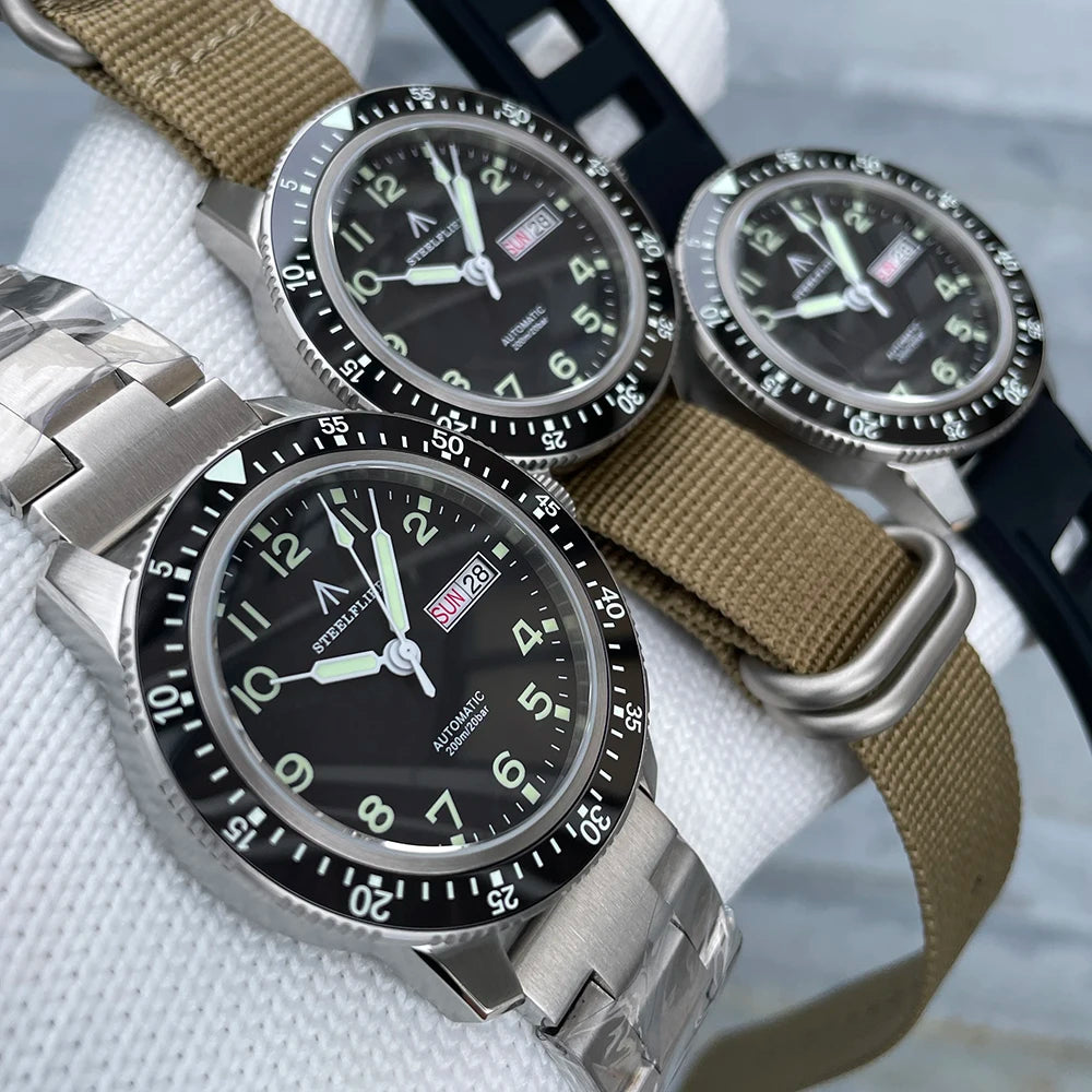 STEELFLIER Official SF787 Dive Luxury Wristwatches Double Calendar NH36 Movement Super Luminous 200M Waterproof Mechanical Watch.