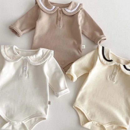 2025, Herbst und Winter, neu für Kinder, Babys, Jungen und Mädchen, Peter-Pan-Kragen-Outfits, Kleinkinder-Overalls, Samt-Bodys, warm halten.