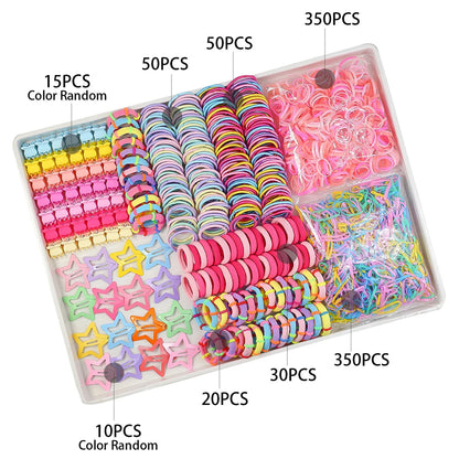 780-1800Pcs Colorful Hair Bands Set Nylon Ealstic Hair Ties Ponytail Hold Scrunchie Rubber Band Kid Baby Girls Hair Accessories.