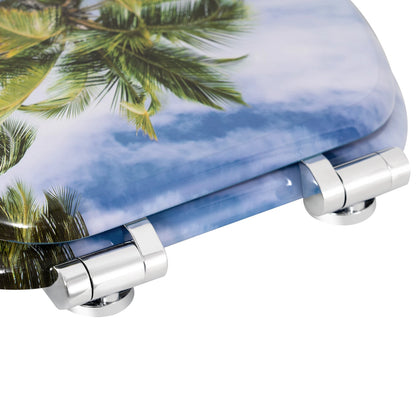 O-förmiger Toilettensitz, verstellbare Scharniere, Toilettendeckel mit Motiv, Soft-Close-Mechanismus für Badezimmer