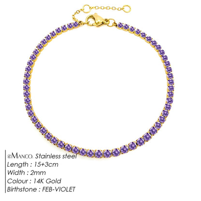 eManco Stainless Steel Gold Plated Sparkling Bracelet High Quality White Zirconia Single Row Simple Accessory For Girls.