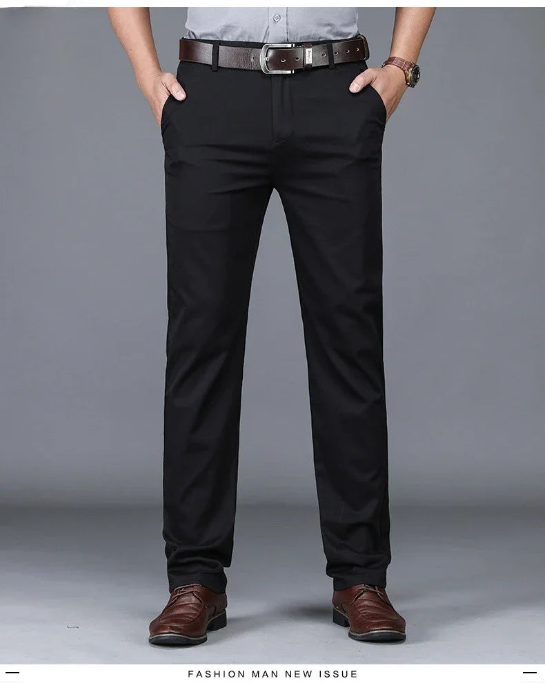 Spring Summer Thin Business Casual Pants Mens Straight Stretch Korean Classic Office Trousers Fashion Male Clothing Size 28-40.