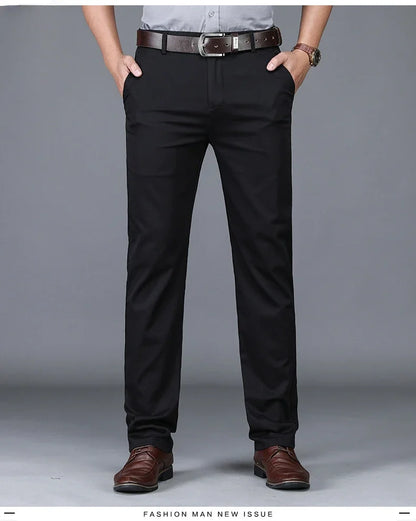 Spring Summer Thin Business Casual Pants Mens Straight Stretch Korean Classic Office Trousers Fashion Male Clothing Size 28-40.