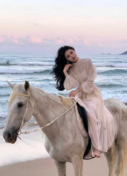 Strand Stil Chiffon Y2k Mini Kleid Büro Dame Casual Langarm Elegante Einteilige Kleid Koreanische Mode Kleidung Sommer 2023.