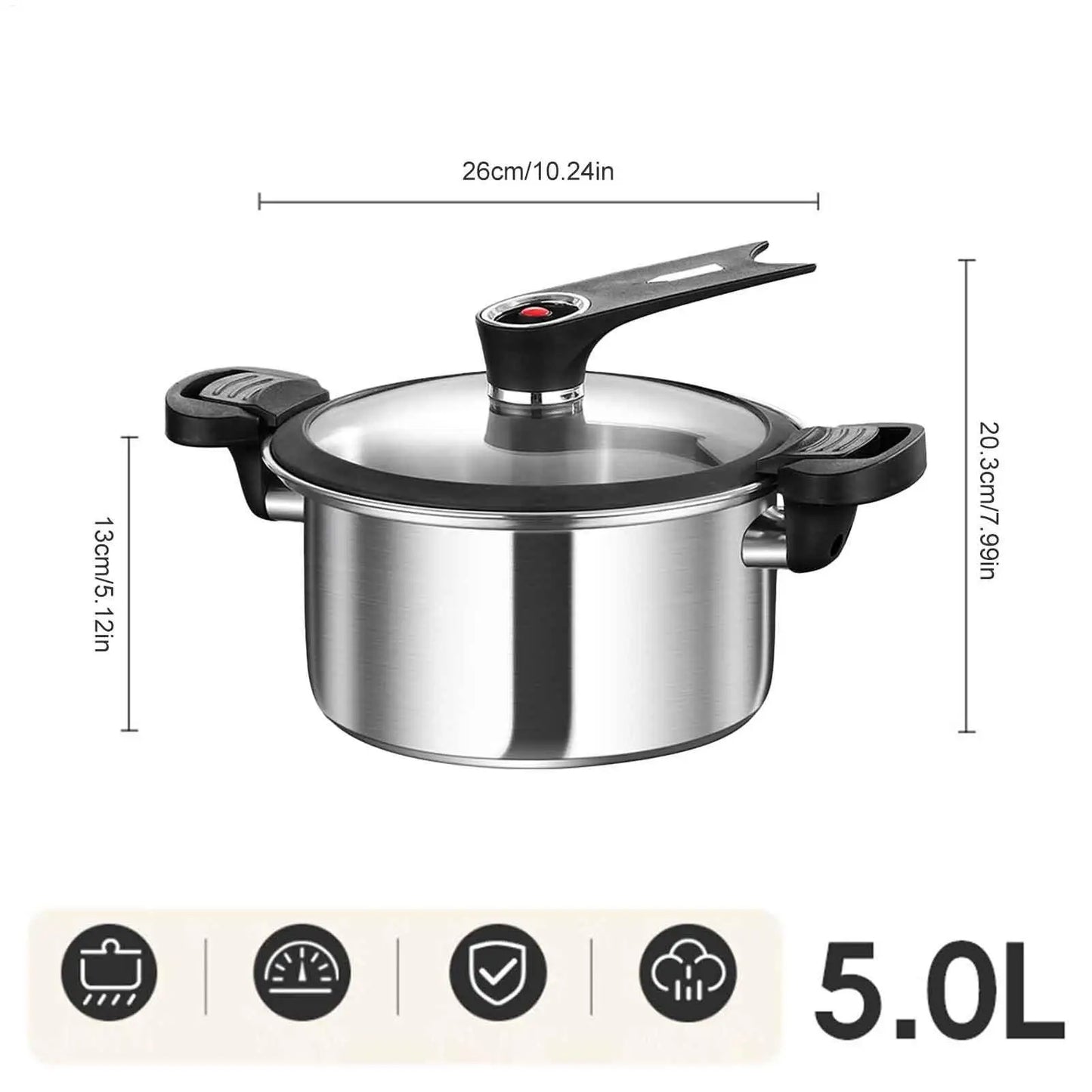 Portable Pressure Cooker Fast Cooking Stew Pot Pressure Cooker Stainless Steel Fast Cooking Multifunctional Kitchen Accessories.