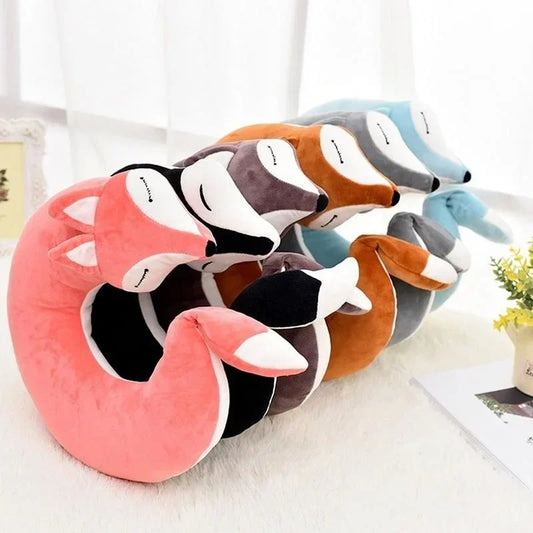 Travel Pillow U Shape Neck Pillow Cute Fox Pillow Hug Sleeping Pillows Ornamental Pillow Office Sleep Pillow 30*30*8CM.