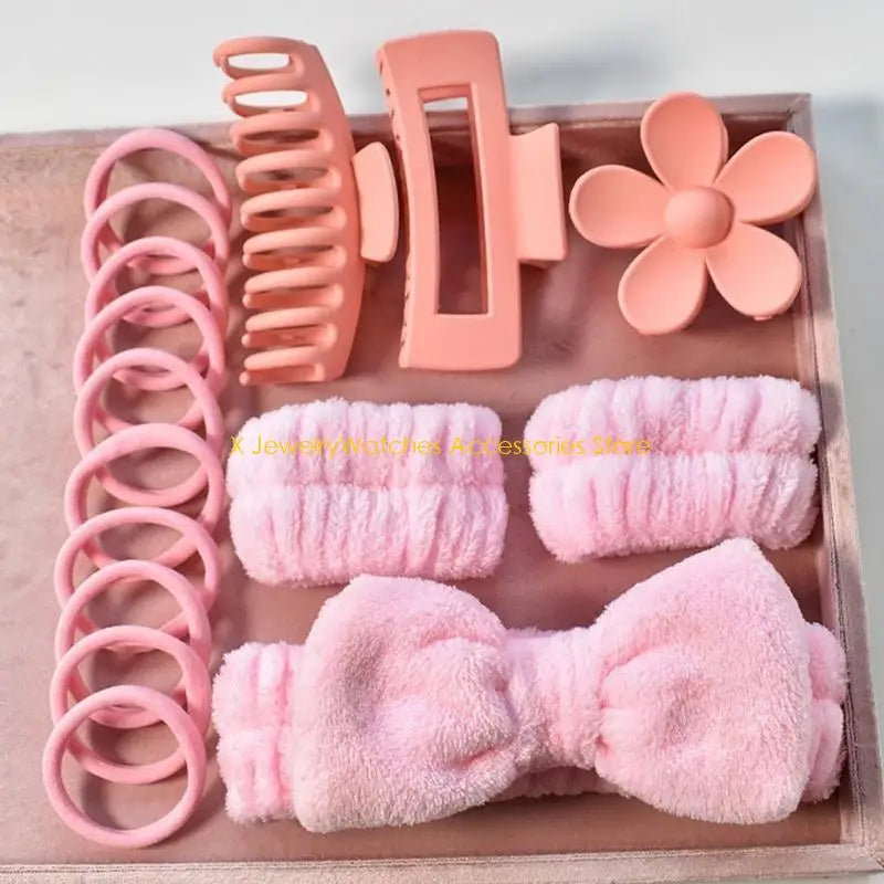 31KD Bowknot Dye Headband Set with Wristbands Hair Clip and Hair Rings Accessory.