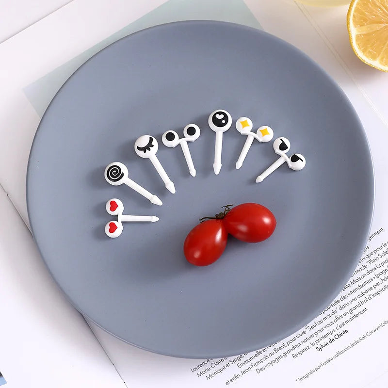10/30/50Pcs Mini Skewers Cute Cartoon Eyes Kawai Lunch Bento Box Food Fruit Picks Fork Sticks Buffet Sandwich Toppers Decor fork.
