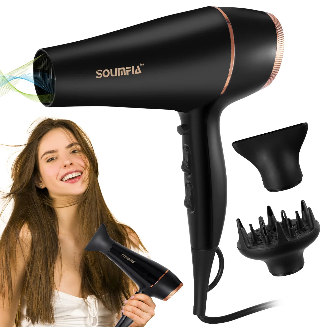 6-Level Professional Hair Dryer Salon Industrial Grade Quick Drying High Temperature Hair Styling Tool Barbecue for Home