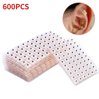 600Pcs Cowherb Seed Ear Stickers Auriculotherapy Acupuncture Massage Therapy Dredge Body Meridians Improve Vision Treat Insomnia.