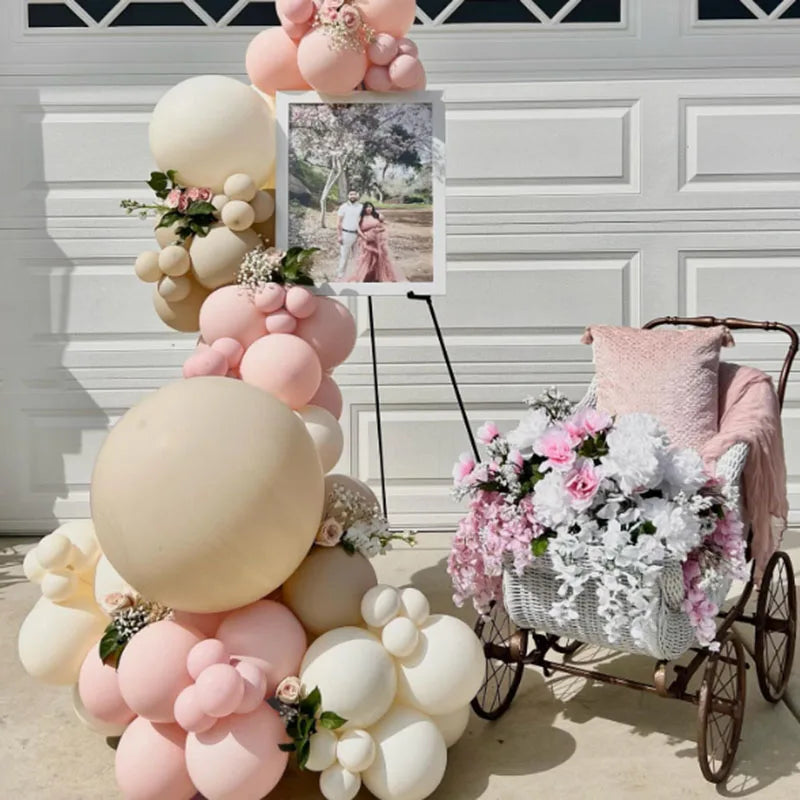 1Set Boho Dusty Pink Ballon Bogen Girlande Kit Neutral Rosa Weiß Sand Elfenbein Ballons für Mädchen Baby Dusche Geburtstag Hochzeit Deco.