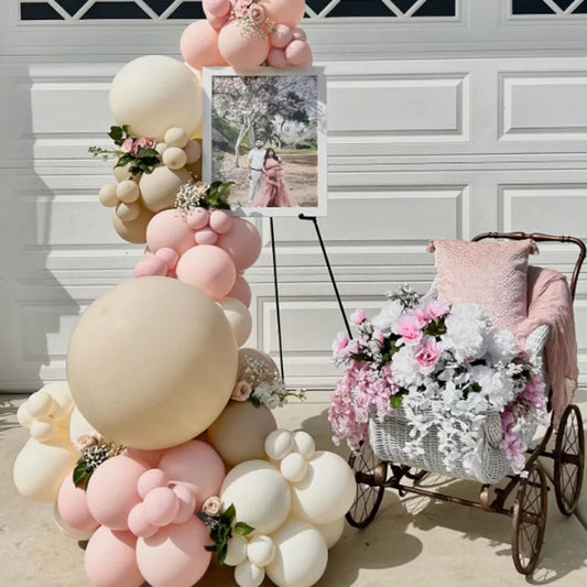 1Set Boho Dusty Pink Ballon Bogen Girlande Kit Neutral Rosa Weiß Sand Elfenbein Ballons für Mädchen Baby Dusche Geburtstag Hochzeit Deco.