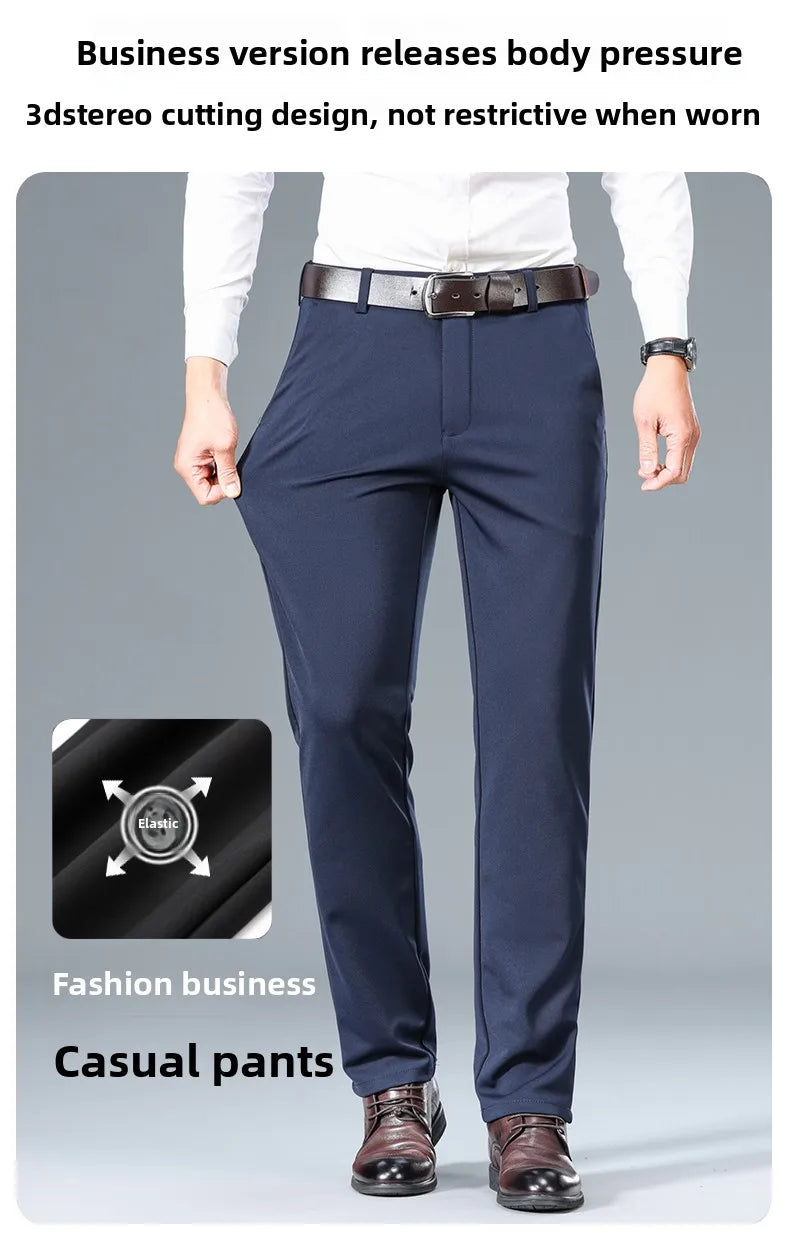 Top Quality New Brand Casual Fashion Long Pants Business Hight Stretch Straight Comfortable Korean Trousers Men Clothing.