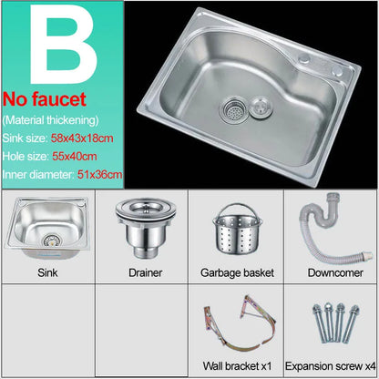 Verdickter Einzelschlitz aus Edelstahl 304 mit Halterung zum Aufhängen an der Wand, Waschbecken, Balkonbecken, Küchenwaschbecken, Waschbecken