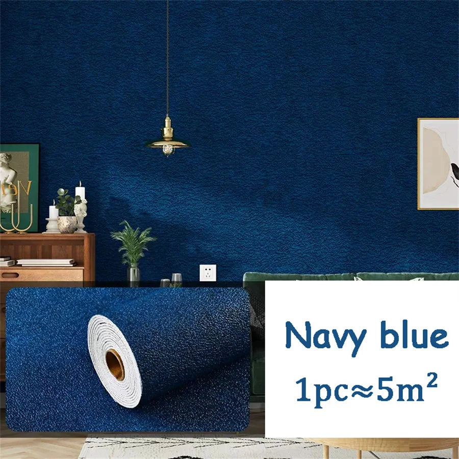 10 m 3D verdickte selbstklebende Tapete Leinen schlicht Kieselalgen Schlamm Wandaufkleber Farbe Dekor Renovierung Antikollision Home Decor