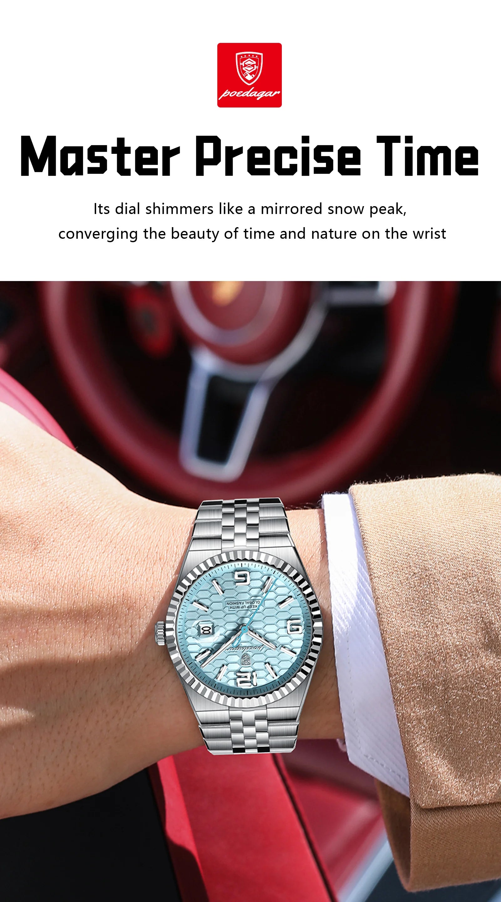 POEDAGAR High Quality Original Men Clock Waterproof Luminous Date Luxury Man Watch Stainless Steel Quartz Men's Watches Male+Box.