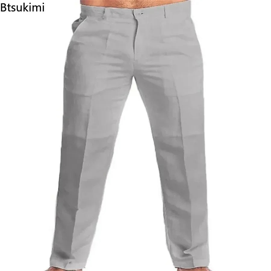 Neue Vintage männer Baumwolle Leinen Hosen Atmungsaktive Komfort Weiche Hosen Mode Lose Gerade Hosen Männer Solide Einfache Casual Hosen.