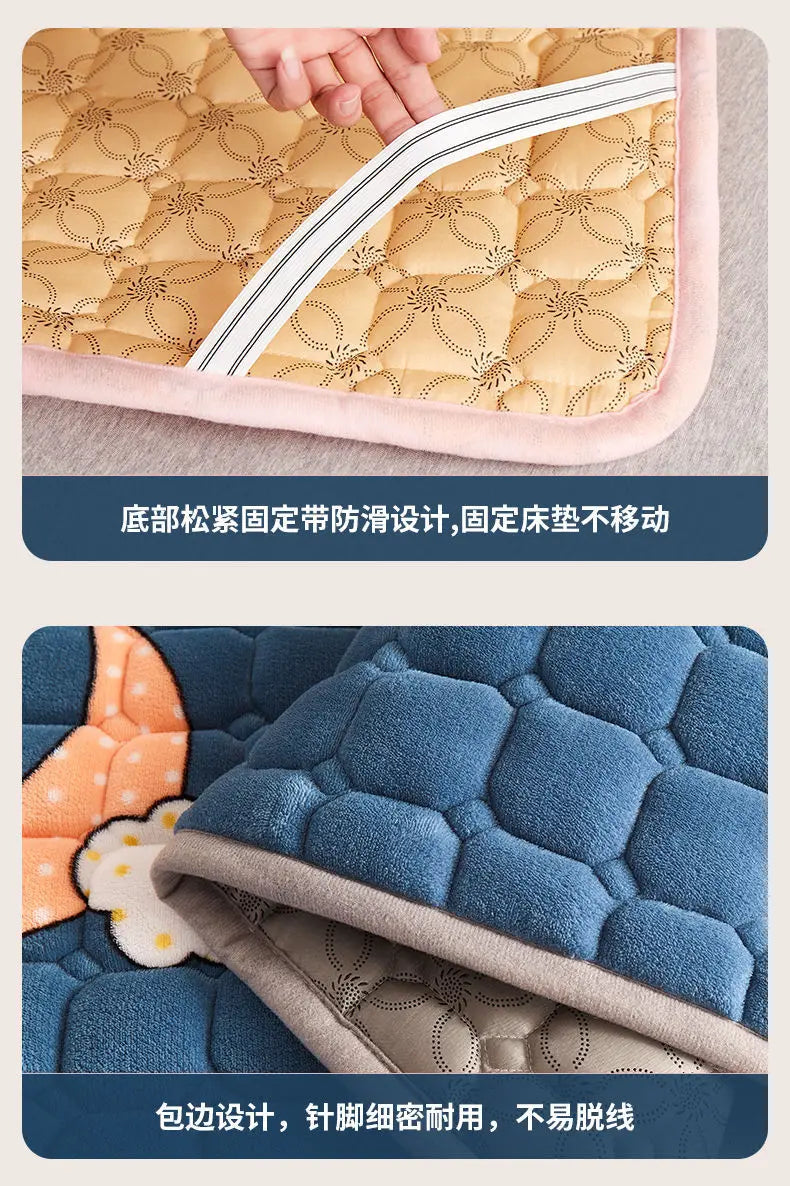 Winter Warm Velvet Mattress Toppers Thick Bed Mattress Cover Bedspread Bed Linens Thin Tatami Floor Mat Single Double Bed Sheet.