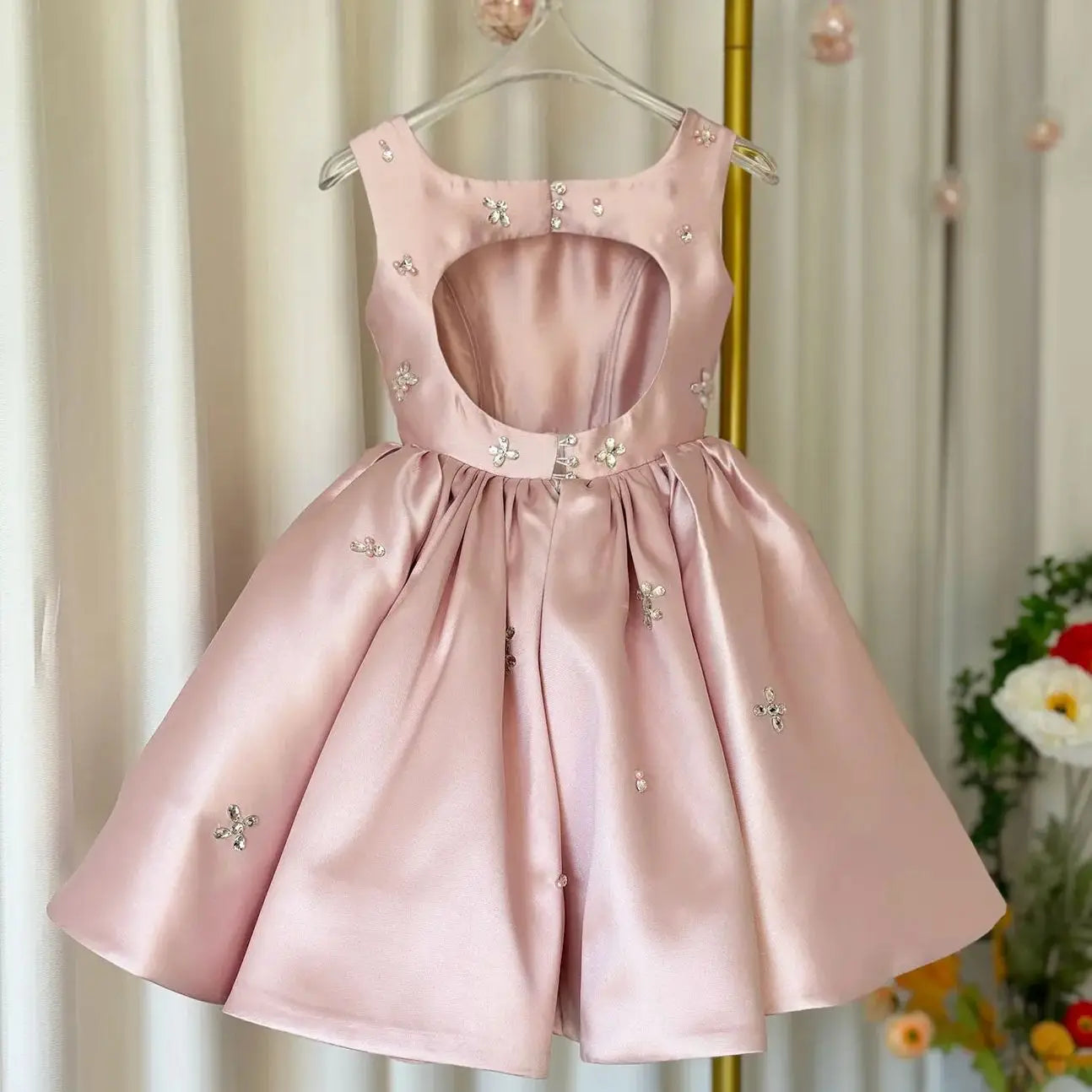 Luxus-Kleider für Kinder, rosa Satin-Prinzessinnenkleid für Mädchen, Klavieraufführung, formeller Abschlussball, Party, Geburtstag, Hochzeit, geschwollenes Kleid.