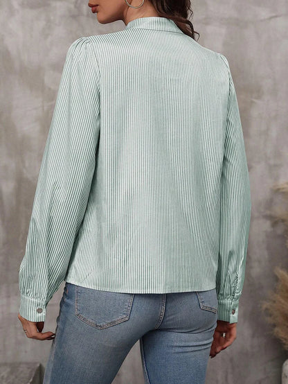 New Fashion Women's Color-coded Striped Casual Trendy Loose Single-breasted Pullover Long Sleeve Shirts Female Clothes T-shirts.