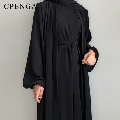 2024 New Muslim Sets for Women Ramadan Prayer Dress Modest Dresses Eid Dubai Abaya Female Islam Clothing Elegant Party Clothes.