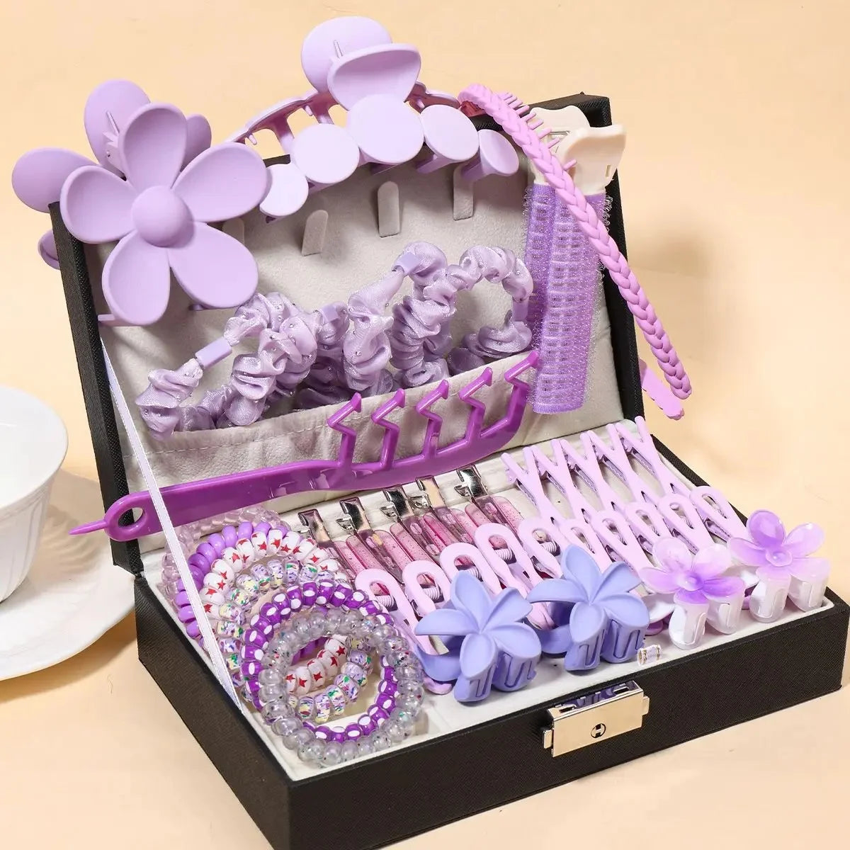 1150-Pcs Hair Clip Pearl Shark Fin Hair Grips Elastic Band Seamless Hair Bands Hair Ties Hair Accessories Gift Box Set