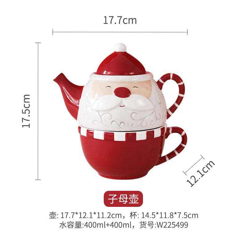 Nordic Stitching Santa Claus Dishes Plates Tableware Set Embossed Sealed Jar Seasoning Jar Western Ceramic Flat Plate Cup