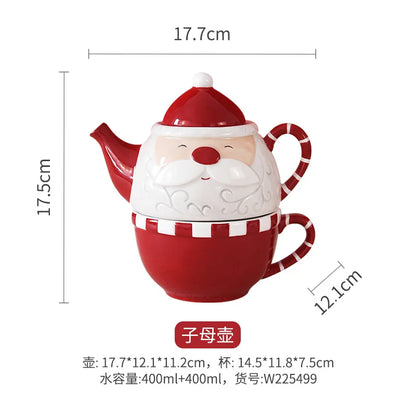 Nordic Stitching Santa Claus Dishes Plates Tableware Set Embossed Sealed Jar Seasoning Jar Western Ceramic Flat Plate Cup